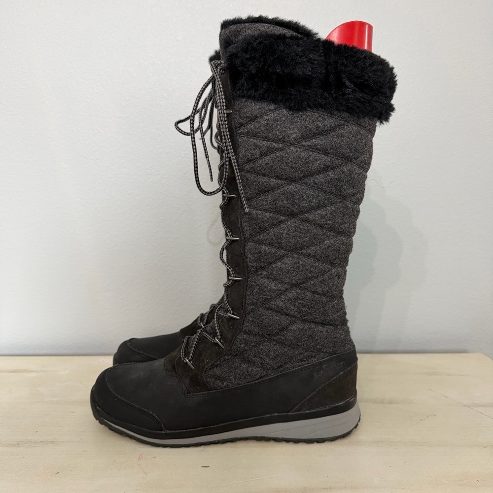 Salomon Grey Quilted Hike High Winter Boots Size 7.5